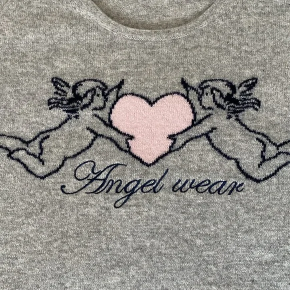 REDUCED FTC 100% (Fair Trade Cashmere) crew pullover sweater heather grey/pink - Picture 6 of 17